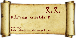 Kőnig Kristóf névjegykártya